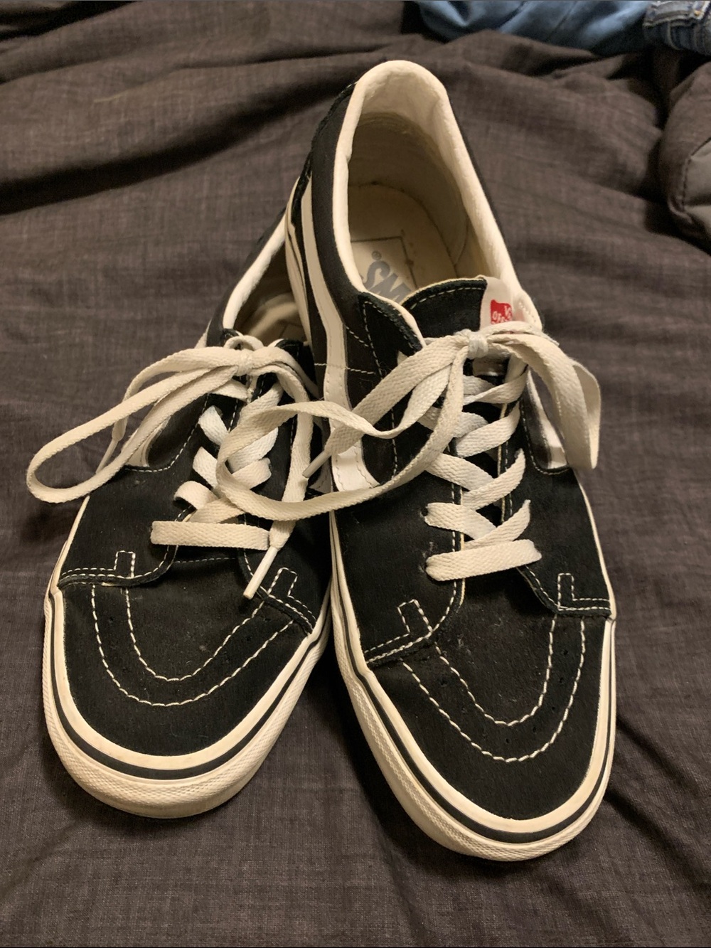 Vans Black and White Low-Top Lace-Up Sneakers